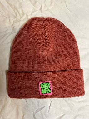 Empyre Rust Knit Beanie with Pink and Green Patch